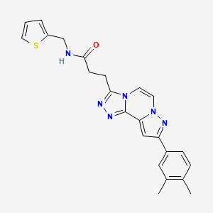 molecular formula C23H22N6OS B14974100 3-(9-(3,4-dimethylphenyl)pyrazolo[1,5-a][1,2,4]triazolo[3,4-c]pyrazin-3-yl)-N-(thiophen-2-ylmethyl)propanamide 