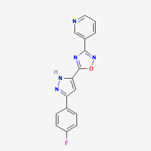 3-{5-[3-(4-fluorophenyl)-1H-pyrazol-5-yl]-1,2,4-oxadiazol-3-yl}pyridine