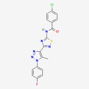 4-chloro-N-{3-[1-(4-fluorophenyl)-5-methyl-1H-1,2,3-triazol-4-yl]-1,2,4-thiadiazol-5-yl}benzamide