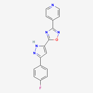 4-{5-[5-(4-fluorophenyl)-1H-pyrazol-3-yl]-1,2,4-oxadiazol-3-yl}pyridine