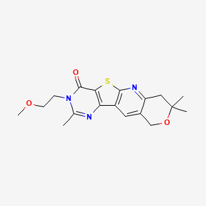 molecular formula C18H21N3O3S B14974712 14-(2-methoxyethyl)-5,5,13-trimethyl-6-oxa-17-thia-2,12,14-triazatetracyclo[8.7.0.03,8.011,16]heptadeca-1,3(8),9,11(16),12-pentaen-15-one 