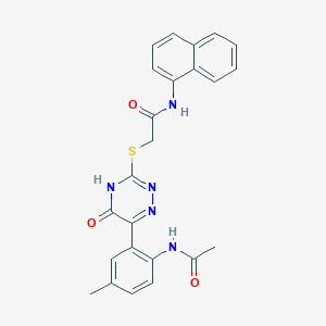 2-{[6-(2-Acetamido-5-methylphenyl)-5-oxo-4,5-dihydro-1,2,4-triazin-3-YL]sulfanyl}-N-(naphthalen-1-YL)acetamide