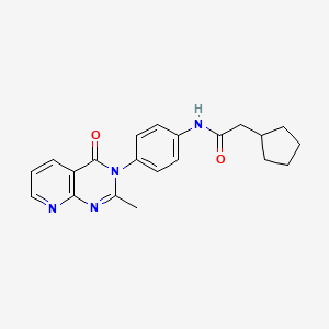 molecular formula C21H22N4O2 B14974912 2-cyclopentyl-N-(4-(2-methyl-4-oxopyrido[2,3-d]pyrimidin-3(4H)-yl)phenyl)acetamide 