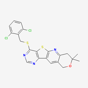 15-[(2,6-dichlorophenyl)methylsulfanyl]-5,5-dimethyl-6-oxa-17-thia-2,12,14-triazatetracyclo[8.7.0.03,8.011,16]heptadeca-1,3(8),9,11,13,15-hexaene