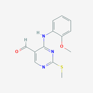molecular formula C13H13N3O2S B1497497 4-((2-Methoxyphenyl)amino)-2-(methylthio)pyrimidine-5-carbaldehyde 