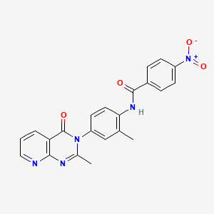 molecular formula C22H17N5O4 B14975003 N-(2-methyl-4-(2-methyl-4-oxopyrido[2,3-d]pyrimidin-3(4H)-yl)phenyl)-4-nitrobenzamide 