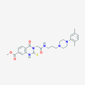 Methyl 3-(2-((3-(4-(2,5-dimethylphenyl)piperazin-1-yl)propyl)amino)-2-oxoethyl)-4-oxo-2-thioxo-1,2,3,4-tetrahydroquinazoline-7-carboxylate