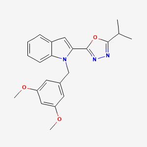 2-(1-(3,5-dimethoxybenzyl)-1H-indol-2-yl)-5-isopropyl-1,3,4-oxadiazole