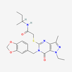 molecular formula C22H27N5O4S B14975081 2-{[6-(1,3-benzodioxol-5-ylmethyl)-1-ethyl-3-methyl-7-oxo-6,7-dihydro-1H-pyrazolo[4,3-d]pyrimidin-5-yl]sulfanyl}-N-(butan-2-yl)acetamide 