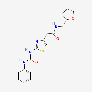 molecular formula C17H20N4O3S B14975110 2-(2-(3-phenylureido)thiazol-4-yl)-N-((tetrahydrofuran-2-yl)methyl)acetamide 