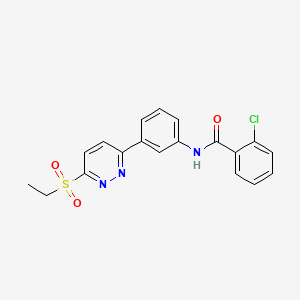 molecular formula C19H16ClN3O3S B14975118 2-chloro-N-(3-(6-(ethylsulfonyl)pyridazin-3-yl)phenyl)benzamide 