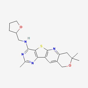 molecular formula C20H24N4O2S B14975138 5,5,13-trimethyl-N-(oxolan-2-ylmethyl)-6-oxa-17-thia-2,12,14-triazatetracyclo[8.7.0.03,8.011,16]heptadeca-1,3(8),9,11,13,15-hexaen-15-amine 