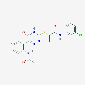 N-(3-Chloro-2-methylphenyl)-2-{[6-(2-acetamido-5-methylphenyl)-5-oxo-4,5-dihydro-1,2,4-triazin-3-YL]sulfanyl}propanamide