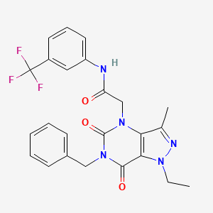 molecular formula C24H22F3N5O3 B14975231 2-(6-benzyl-1-ethyl-3-methyl-5,7-dioxo-6,7-dihydro-1H-pyrazolo[4,3-d]pyrimidin-4(5H)-yl)-N-(3-(trifluoromethyl)phenyl)acetamide 