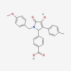 molecular formula C26H23NO5 B14975238 4-[4-hydroxy-1-(4-methoxybenzyl)-3-(4-methylphenyl)-5-oxo-2,5-dihydro-1H-pyrrol-2-yl]benzoic acid 