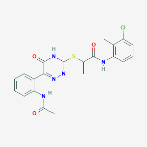 molecular formula C21H20ClN5O3S B14975288 N-(3-Chloro-2-methylphenyl)-2-{[6-(2-acetamidophenyl)-5-oxo-4,5-dihydro-1,2,4-triazin-3-YL]sulfanyl}propanamide 