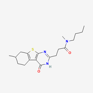 molecular formula C19H27N3O2S B14975328 N-butyl-N-methyl-3-(7-methyl-4-oxo-3,4,5,6,7,8-hexahydro[1]benzothieno[2,3-d]pyrimidin-2-yl)propanamide 