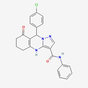 molecular formula C23H19ClN4O2 B14975345 9-(4-chlorophenyl)-8-oxo-N-phenyl-4,5,6,7,8,9-hexahydropyrazolo[5,1-b]quinazoline-3-carboxamide 