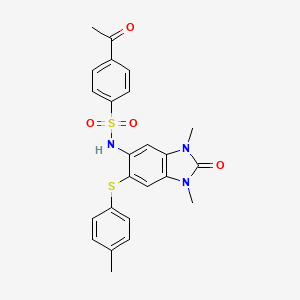 4-Acetyl-N-{1,3-dimethyl-6-[(4-methylphenyl)sulfanyl]-2-oxo-2,3-dihydro-1H-1,3-benzodiazol-5-YL}benzene-1-sulfonamide