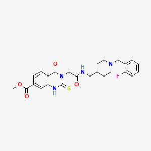 Methyl 3-(2-(((1-(2-fluorobenzyl)piperidin-4-yl)methyl)amino)-2-oxoethyl)-4-oxo-2-thioxo-1,2,3,4-tetrahydroquinazoline-7-carboxylate