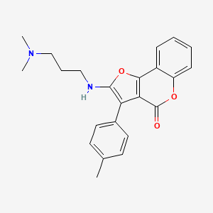 molecular formula C23H24N2O3 B14975427 2-((3-(dimethylamino)propyl)amino)-3-(p-tolyl)-4H-furo[3,2-c]chromen-4-one 