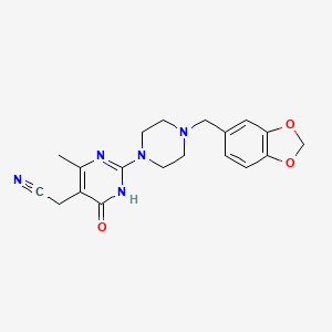 {2-[4-(1,3-Benzodioxol-5-ylmethyl)piperazin-1-yl]-4-hydroxy-6-methylpyrimidin-5-yl}acetonitrile