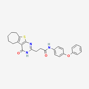 molecular formula C26H25N3O3S B14975476 3-(4-oxo-3,5,6,7,8,9-hexahydro-4H-cyclohepta[4,5]thieno[2,3-d]pyrimidin-2-yl)-N-(4-phenoxyphenyl)propanamide 