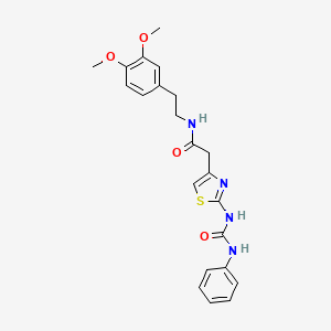 molecular formula C22H24N4O4S B14975554 N-(3,4-dimethoxyphenethyl)-2-(2-(3-phenylureido)thiazol-4-yl)acetamide 