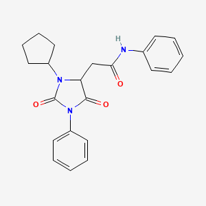 molecular formula C22H23N3O3 B14975620 2-(3-cyclopentyl-2,5-dioxo-1-phenylimidazolidin-4-yl)-N-phenylacetamide 