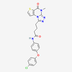 molecular formula C24H20ClN5O3S B14975622 N-[4-(4-chlorophenoxy)phenyl]-4-(4-methyl-5-oxo-4,5-dihydrothieno[2,3-e][1,2,4]triazolo[4,3-a]pyrimidin-1-yl)butanamide 