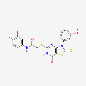 N-(3,4-dimethylphenyl)-2-((3-(3-methoxyphenyl)-7-oxo-2-thioxo-2,3,6,7-tetrahydrothiazolo[4,5-d]pyrimidin-5-yl)thio)acetamide