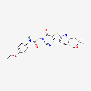 2-(5,5-dimethyl-15-oxo-6-oxa-17-thia-2,12,14-triazatetracyclo[8.7.0.03,8.011,16]heptadeca-1,3(8),9,11(16),12-pentaen-14-yl)-N-(4-ethoxyphenyl)acetamide