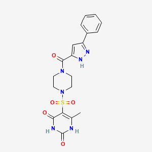 6-Methyl-5-{[4-(3-phenyl-1H-pyrazole-5-carbonyl)piperazin-1-YL]sulfonyl}-1,2,3,4-tetrahydropyrimidine-2,4-dione