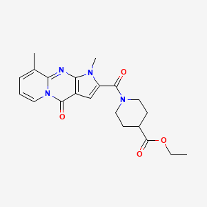 molecular formula C21H24N4O4 B14975783 Ethyl 1-[(1,9-dimethyl-4-oxo-1,4-dihydropyrido[1,2-A]pyrrolo[2,3-D]pyrimidin-2-YL)carbonyl]-4-piperidinecarboxylate 