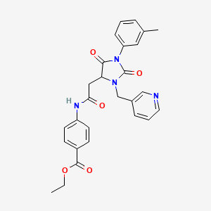 Ethyl 4-({[1-(3-methylphenyl)-2,5-dioxo-3-(pyridin-3-ylmethyl)imidazolidin-4-yl]acetyl}amino)benzoate