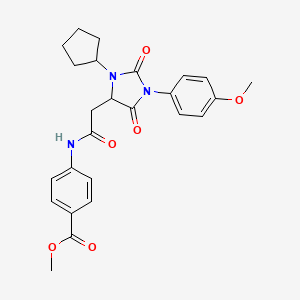 Methyl 4-({[3-cyclopentyl-1-(4-methoxyphenyl)-2,5-dioxoimidazolidin-4-yl]acetyl}amino)benzoate