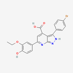 3-(4-Bromophenyl)-6-(3-ethoxy-4-hydroxyphenyl)-2H-pyrazolo[3,4-B]pyridine-4-carboxylic acid