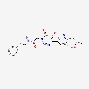 2-(5,5-dimethyl-15-oxo-6,17-dioxa-2,12,14-triazatetracyclo[8.7.0.03,8.011,16]heptadeca-1(10),2,8,11(16),12-pentaen-14-yl)-N-(2-phenylethyl)acetamide