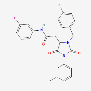 2-[3-(4-fluorobenzyl)-1-(3-methylphenyl)-2,5-dioxoimidazolidin-4-yl]-N-(3-fluorophenyl)acetamide