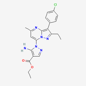 ethyl 5-amino-1-[3-(4-chlorophenyl)-2-ethyl-5-methylpyrazolo[1,5-a]pyrimidin-7-yl]-1H-pyrazole-4-carboxylate