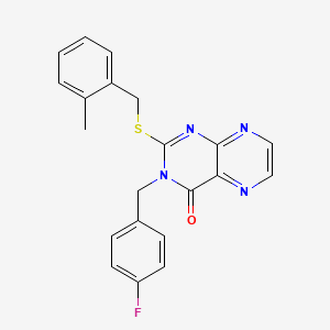 3-[(4-Fluorophenyl)methyl]-2-{[(2-methylphenyl)methyl]sulfanyl}-3,4-dihydropteridin-4-one