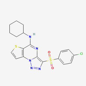 3-(4-chlorophenylsulfonyl)-N-cyclohexylthieno[2,3-e][1,2,3]triazolo[1,5-a]pyrimidin-5-amine