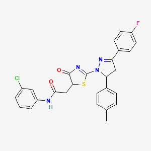 N-(3-chlorophenyl)-2-{2-[3-(4-fluorophenyl)-5-(4-methylphenyl)-4,5-dihydro-1H-pyrazol-1-yl]-4-oxo-4,5-dihydro-1,3-thiazol-5-yl}acetamide