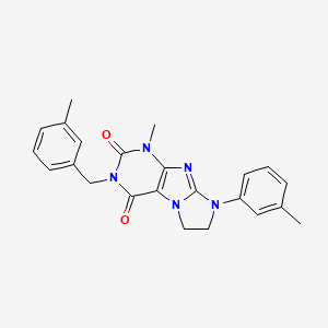 molecular formula C23H23N5O2 B14976849 4-Methyl-6-(3-methylphenyl)-2-[(3-methylphenyl)methyl]-7,8-dihydropurino[7,8-a]imidazole-1,3-dione 