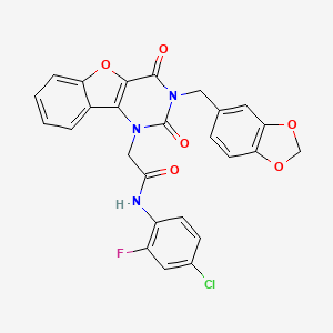 2-(3-(benzo[d][1,3]dioxol-5-ylmethyl)-2,4-dioxo-3,4-dihydrobenzofuro[3,2-d]pyrimidin-1(2H)-yl)-N-(4-chloro-2-fluorophenyl)acetamide