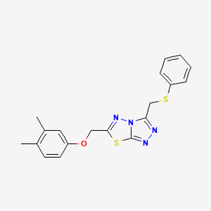 molecular formula C19H18N4OS2 B14976908 6-[(3,4-Dimethylphenoxy)methyl]-3-[(phenylsulfanyl)methyl][1,2,4]triazolo[3,4-b][1,3,4]thiadiazole 