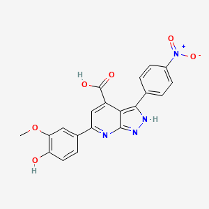 6-(4-Hydroxy-3-methoxyphenyl)-3-(4-nitrophenyl)-2H-pyrazolo[3,4-B]pyridine-4-carboxylic acid