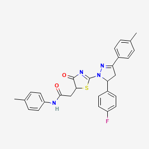 2-{2-[5-(4-fluorophenyl)-3-(4-methylphenyl)-4,5-dihydro-1H-pyrazol-1-yl]-4-oxo-4,5-dihydro-1,3-thiazol-5-yl}-N-(4-methylphenyl)acetamide