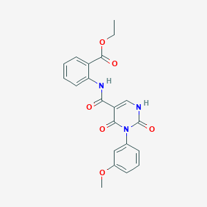 molecular formula C21H19N3O6 B14977122 Ethyl 2-(3-(3-methoxyphenyl)-2,4-dioxo-1,2,3,4-tetrahydropyrimidine-5-carboxamido)benzoate 