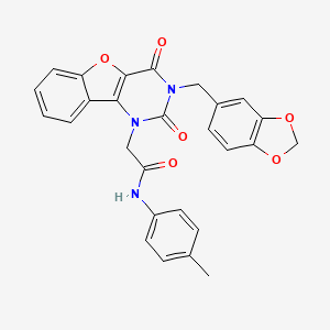 2-(3-(benzo[d][1,3]dioxol-5-ylmethyl)-2,4-dioxo-3,4-dihydrobenzofuro[3,2-d]pyrimidin-1(2H)-yl)-N-(p-tolyl)acetamide